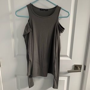 Grey Cold Shoulder Top